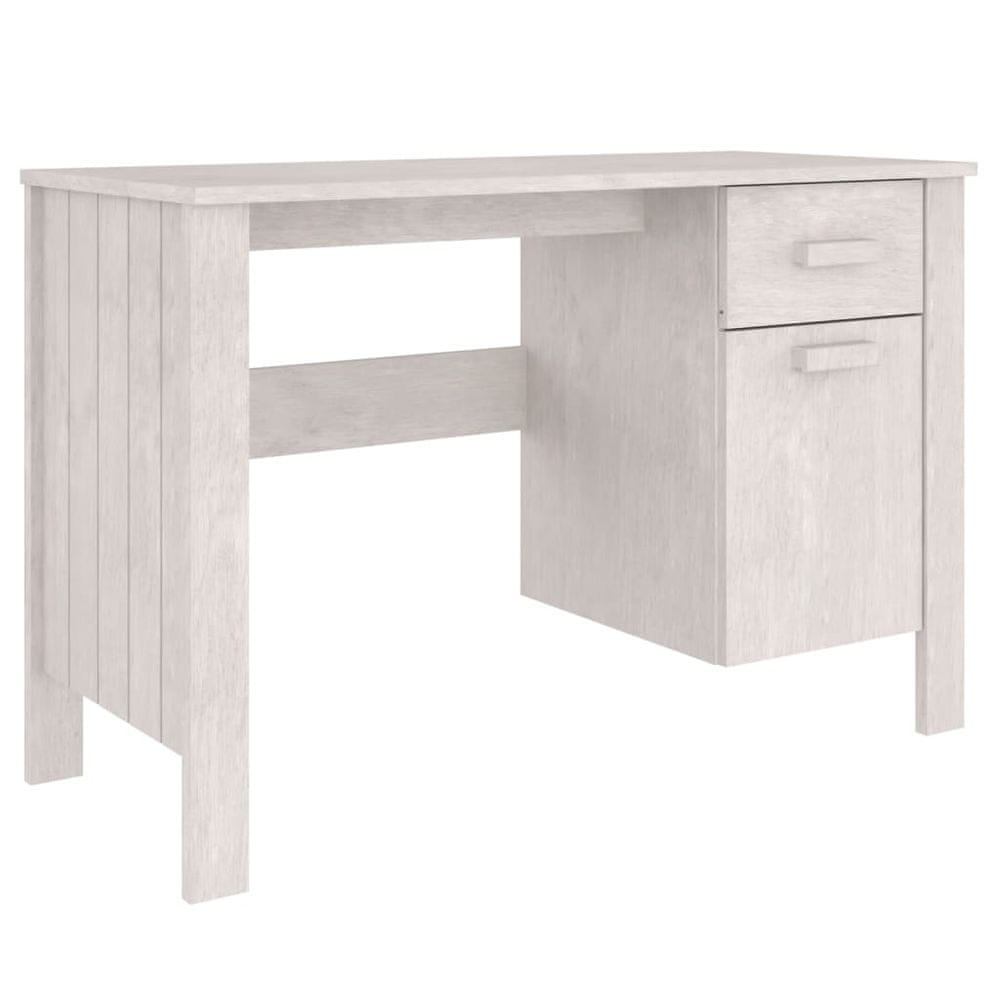 Vidaxl Písací stôl HAMAR, biely 113x50x75 cm, borovicový masív